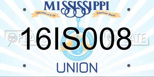 16IS008 Mississippi License Plate