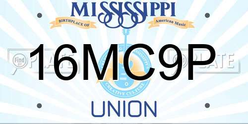 16MC9P Mississippi License Plate