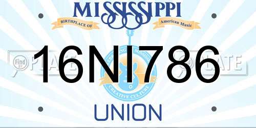 16NI786 Mississippi License Plate