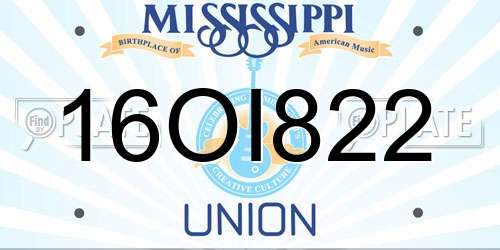 16OI822 Mississippi License Plate