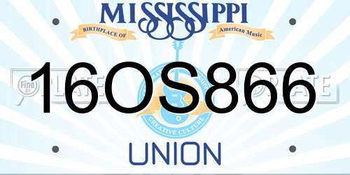 16OS866 Mississippi License Plate