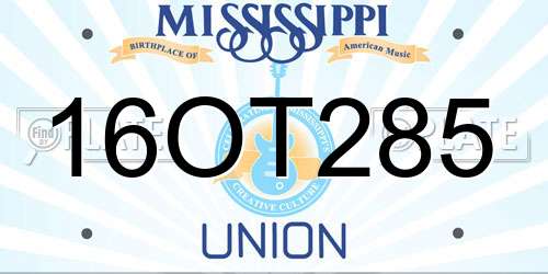 16OT285 Mississippi License Plate