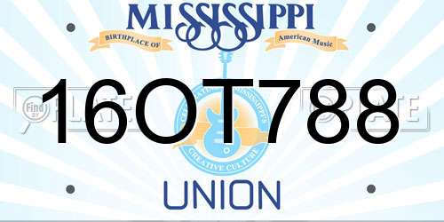 16OT788 Mississippi License Plate