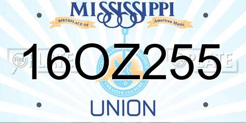 16OZ255 Mississippi License Plate