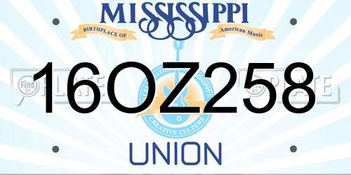 16OZ258 Mississippi License Plate