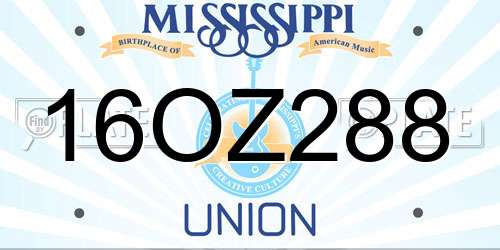 16OZ288 Mississippi License Plate