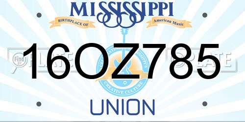 16OZ785 Mississippi License Plate