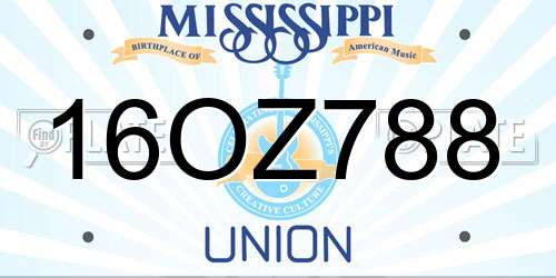 16OZ788 Mississippi License Plate