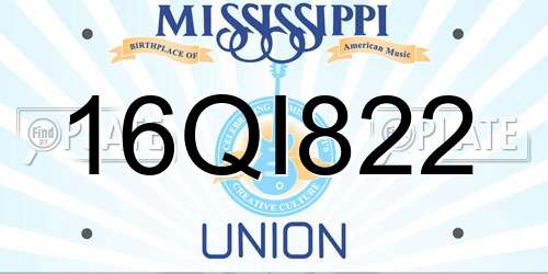 16QI822 Mississippi License Plate