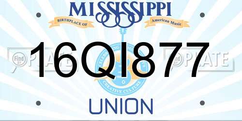 16QI877 Mississippi License Plate