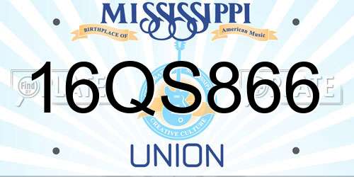 16QS866 Mississippi License Plate