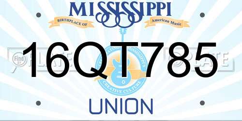 16QT785 Mississippi License Plate