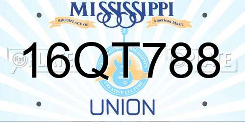16QT788 Mississippi License Plate