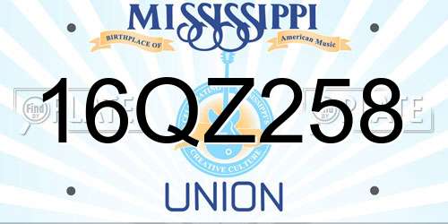 16QZ258 Mississippi License Plate