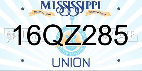 16QZ285 Mississippi License Plate