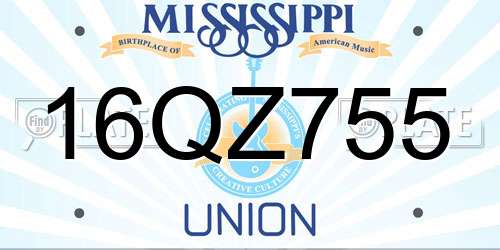 16QZ755 Mississippi License Plate
