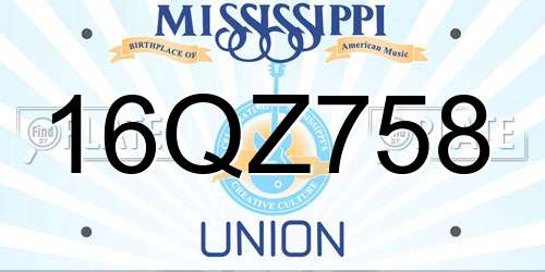 16QZ758 Mississippi License Plate