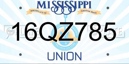 16QZ785 Mississippi License Plate