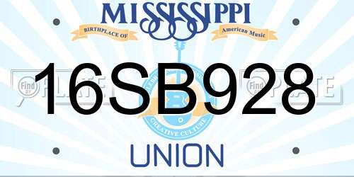 16SB928 Mississippi License Plate