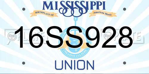 16SS928 Mississippi License Plate