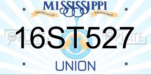16ST527 Mississippi License Plate