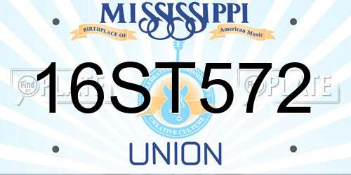 16ST572 Mississippi License Plate