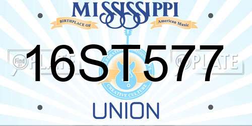 16ST577 Mississippi License Plate