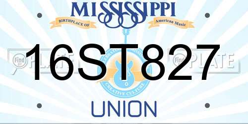 16ST827 Mississippi License Plate