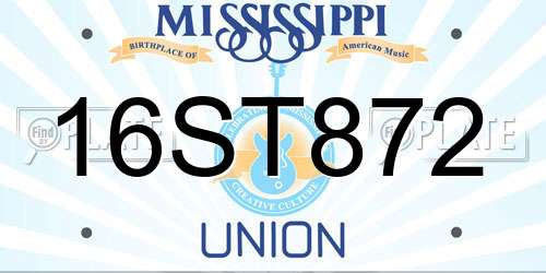 16ST872 Mississippi License Plate