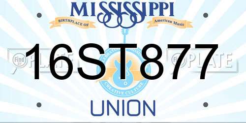 16ST877 Mississippi License Plate
