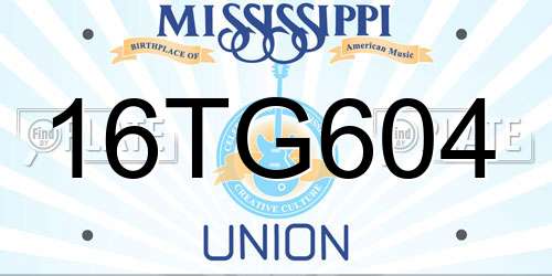 16TG604 Mississippi License Plate