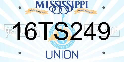 16TS249 Mississippi License Plate