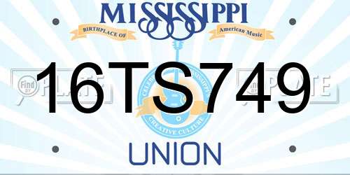 16TS749 Mississippi License Plate