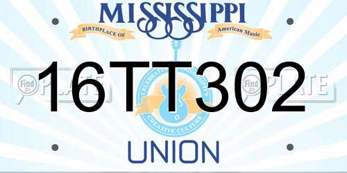 16TT302 Mississippi License Plate
