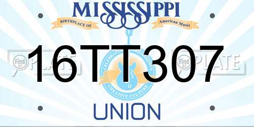 16TT307 Mississippi License Plate