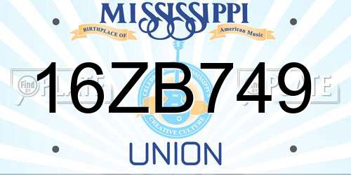 16ZB749 Mississippi License Plate