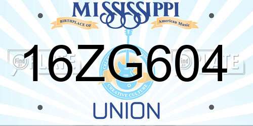 16ZG604 Mississippi License Plate