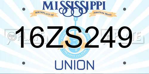 16ZS249 Mississippi License Plate