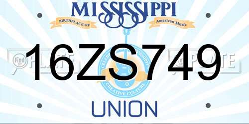 16ZS749 Mississippi License Plate