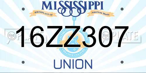 16ZZ307 Mississippi License Plate