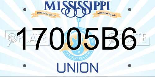 17005B6 Mississippi License Plate