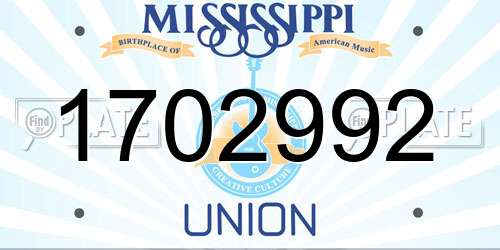 1702992 Mississippi License Plate