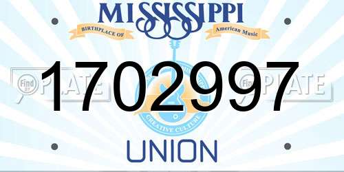 1702997 Mississippi License Plate