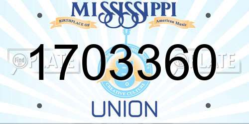 1703360 Mississippi License Plate