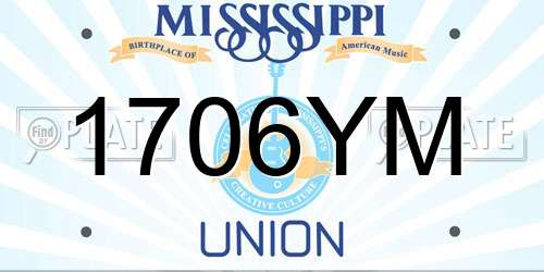 1706YM Mississippi License Plate