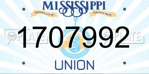 1707992 Mississippi License Plate