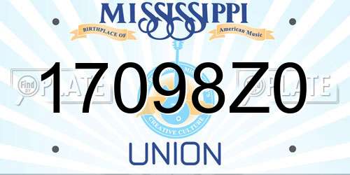 17098Z0 Mississippi License Plate