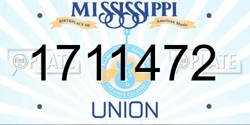 1711472 Mississippi License Plate