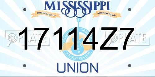 17114Z7 Mississippi License Plate
