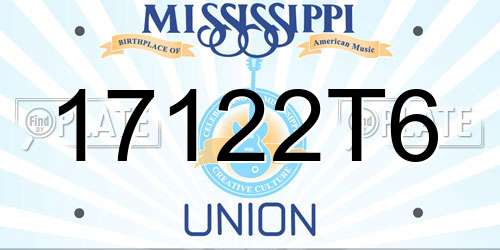 17122T6 Mississippi License Plate